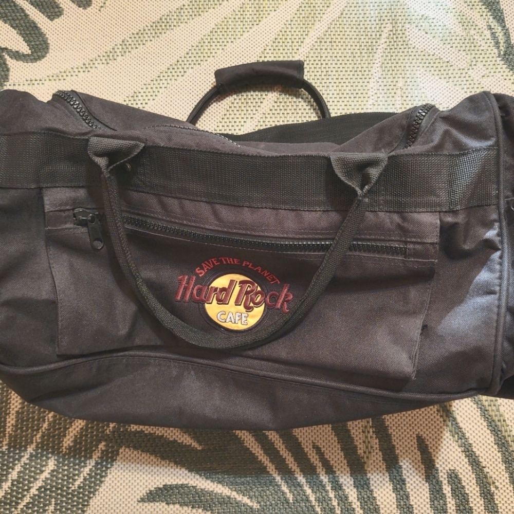 Vintage Hard Rock Cafe Save The Planet Black Duffel (Duffle)Bag